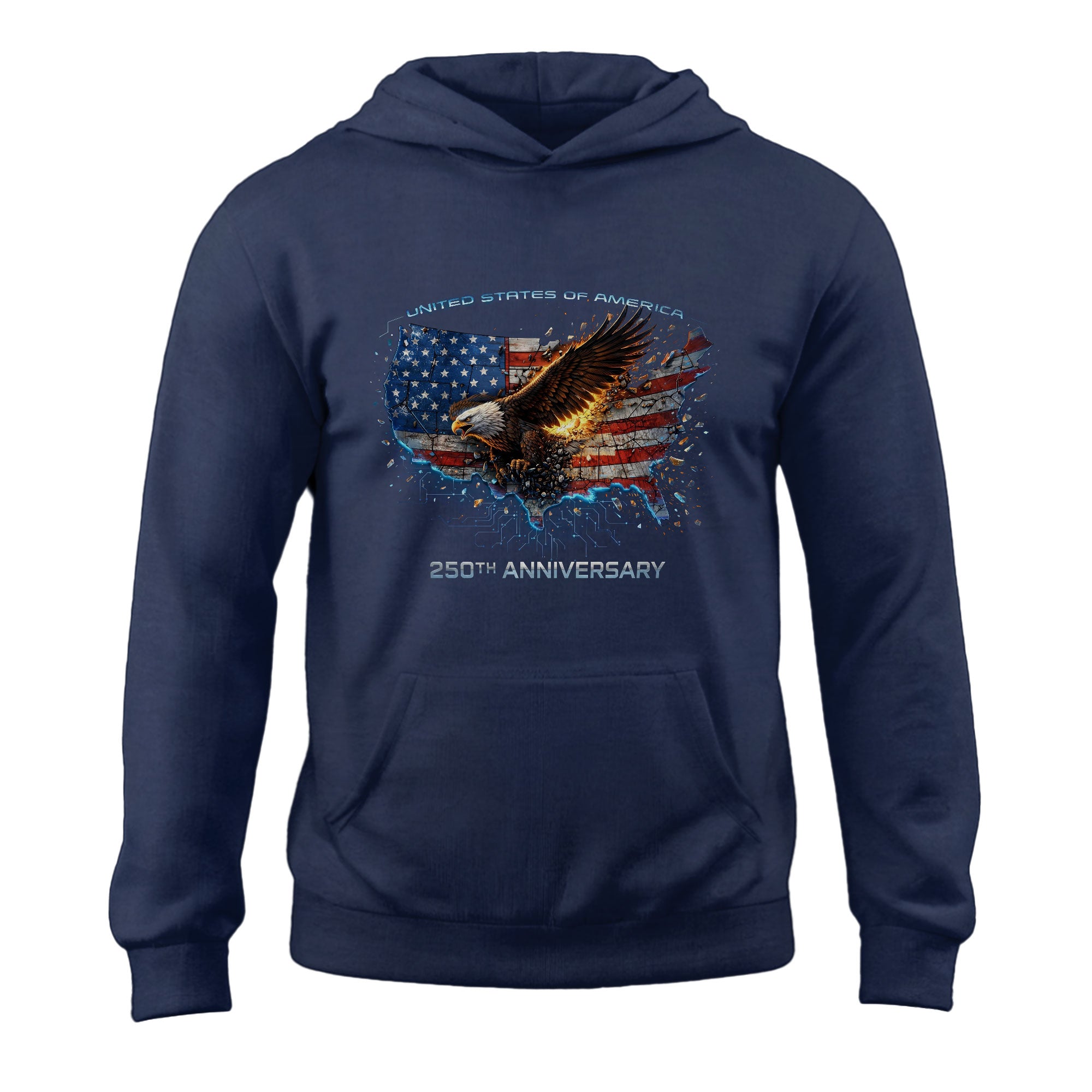 Semiquincentennial 250th Anniversary Hoodie – United States of America Eagle Flag Design