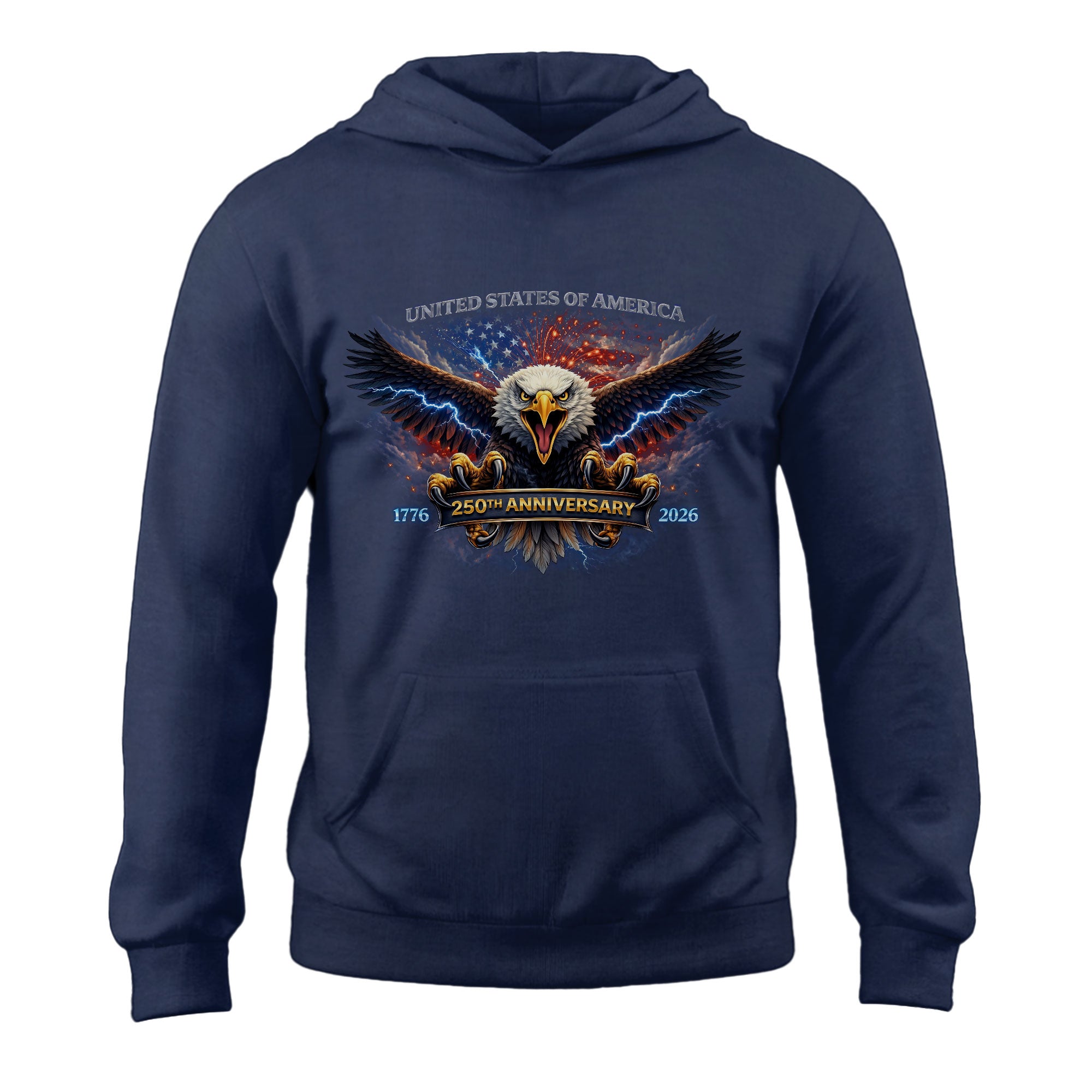 Vintage Bootleg USA 1776-2026 Semiquincentennial 250th Anniversary Freedom Hoodie - Patriotic Eagle & Flag Graphic Hoodie