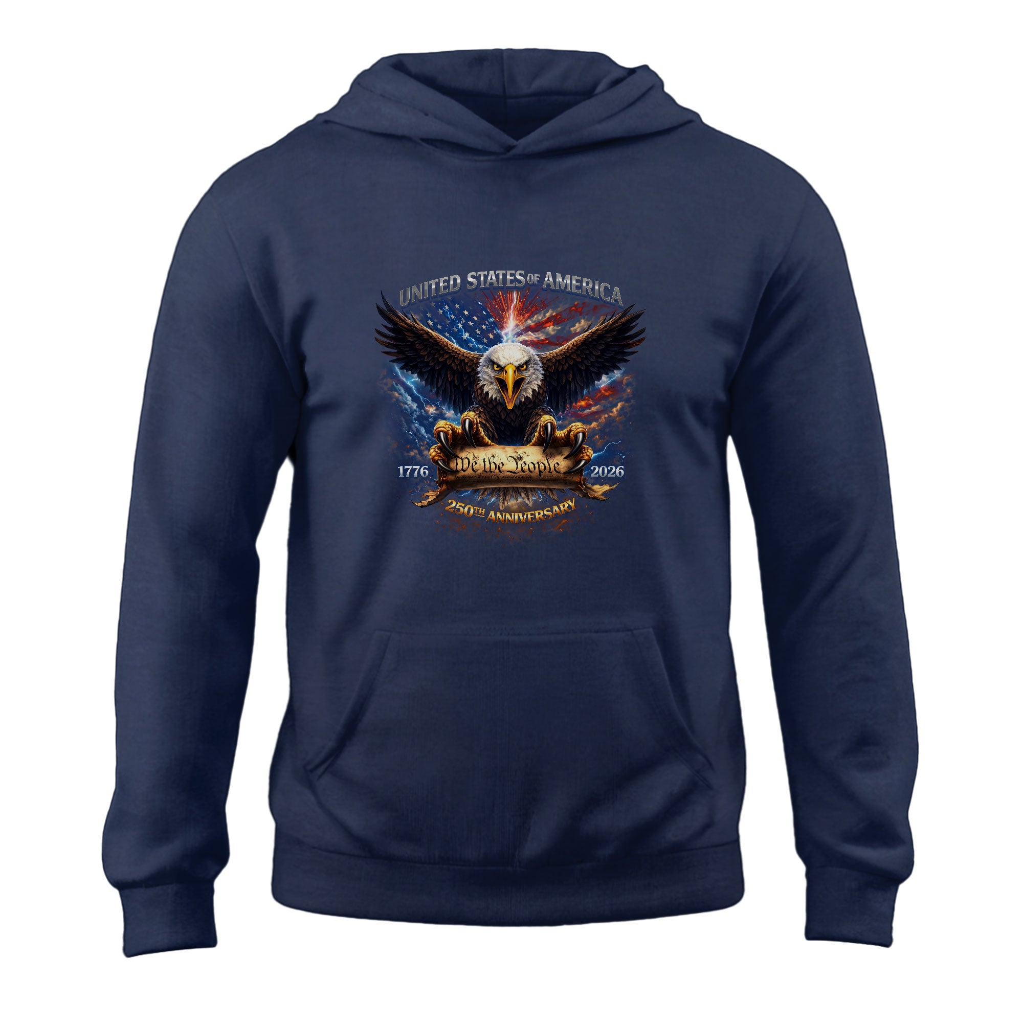 250 Years America Anniversary 1776-2026 Hoodie - Vintage Bootleg USA Eagle & Flag Hoodie, Patriotic Freedom Apparel