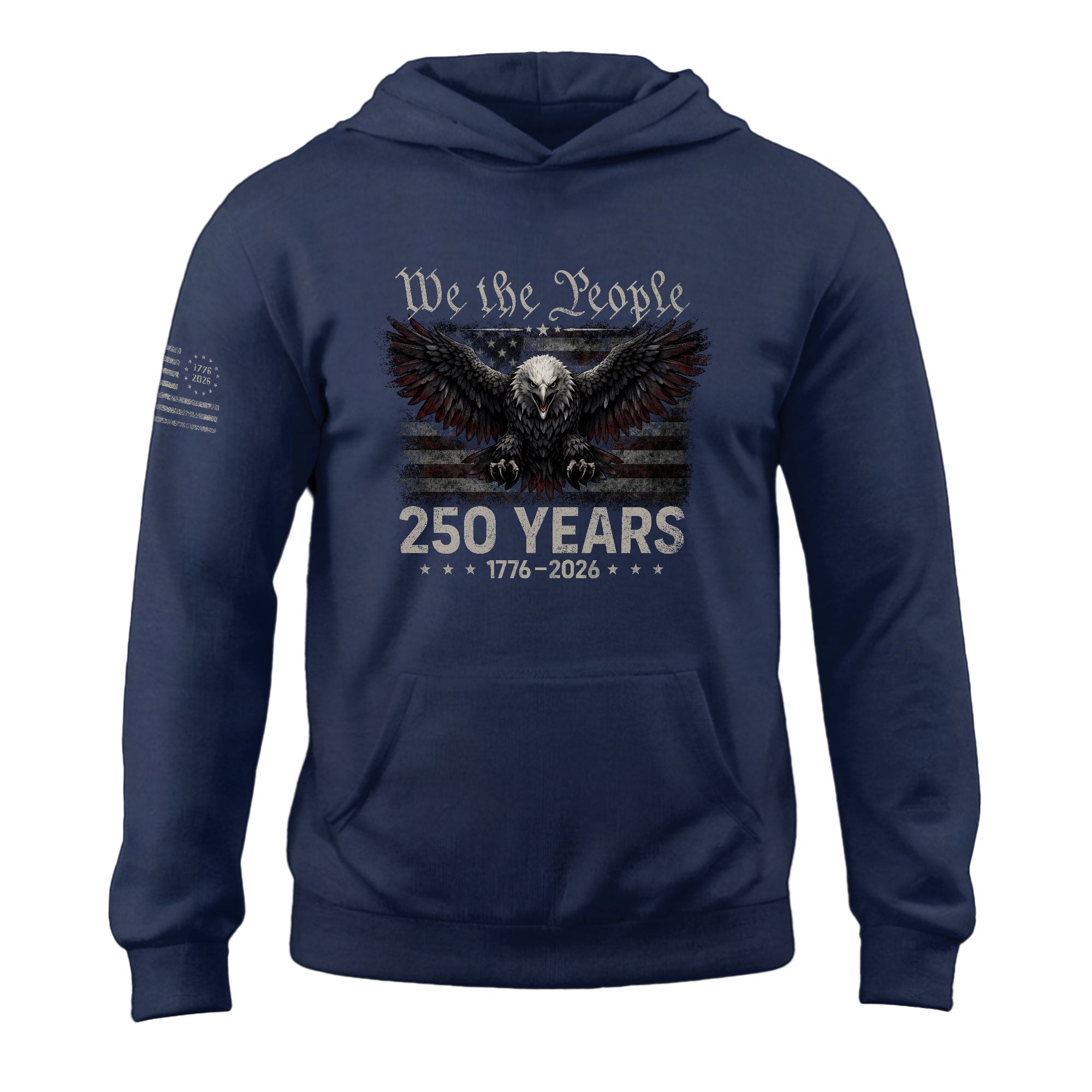 Semiquincentennial America 250th Anniversary We The People Hoodie - Vintage Patriotic Flag & Eagle Design