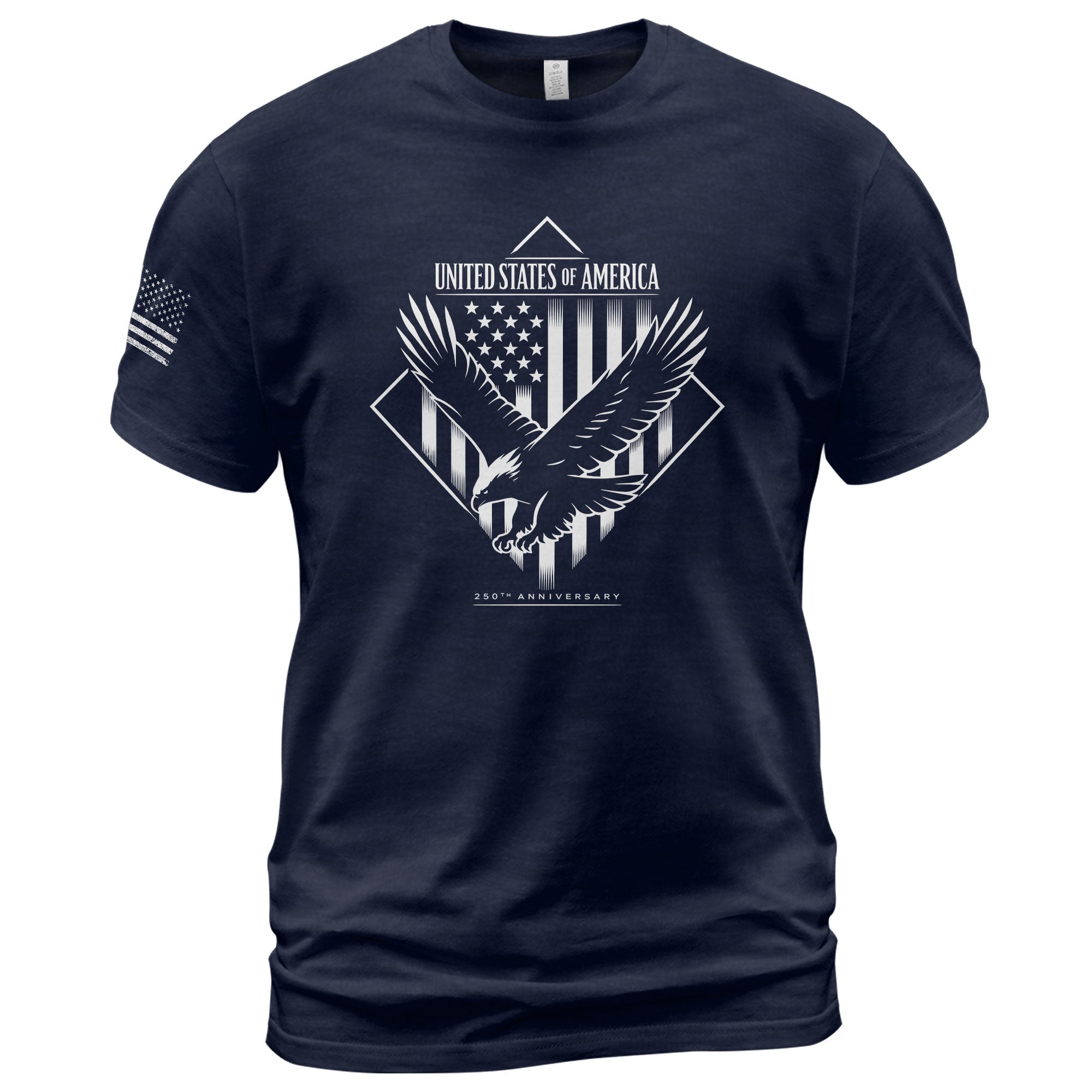 America 250th Anniversary T-Shirt - White Eagle & Flag 1776-2026 250 Years Minimalist Men's Tee