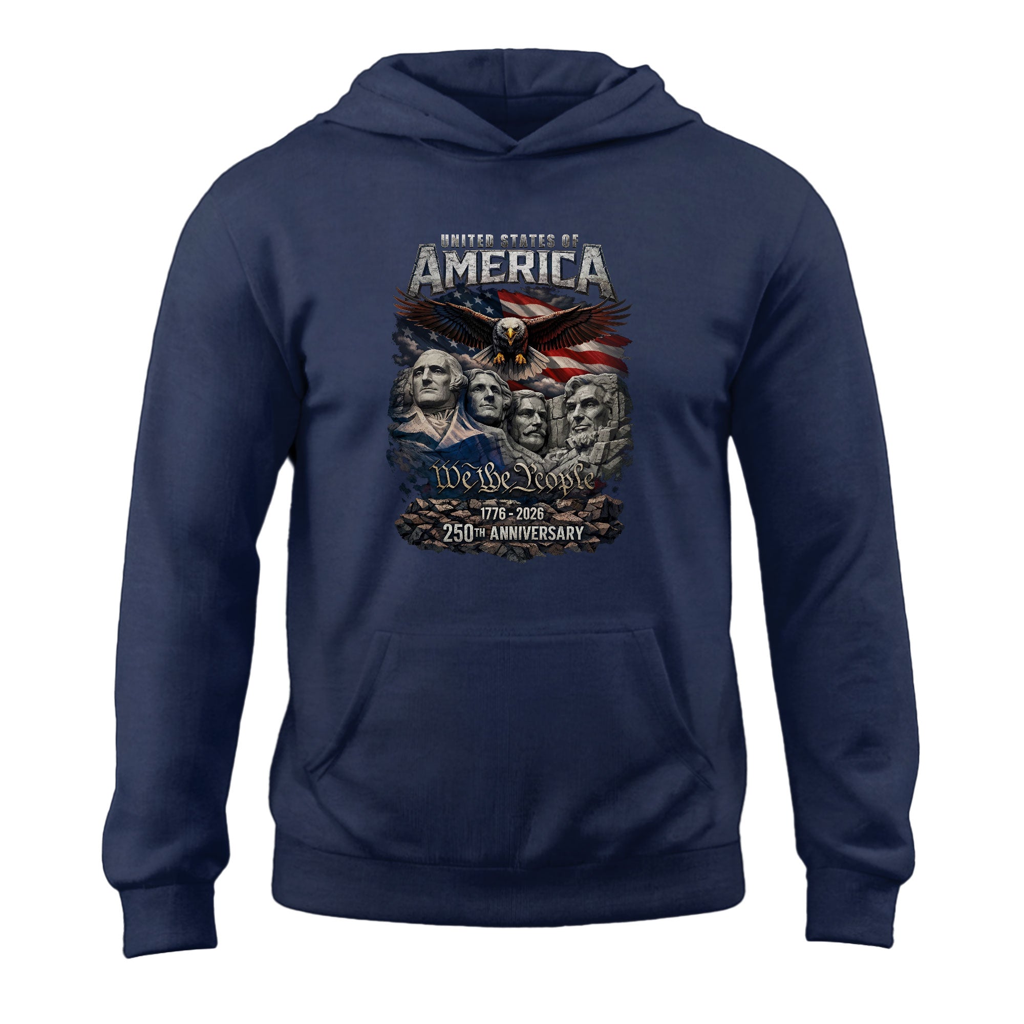 USA 250th Anniversary 1776-2026 Semiquincentennial Hoodie – Vintage Bootleg Metallic We The People Eagle 250 Years Birthday Men’s Hoodie
