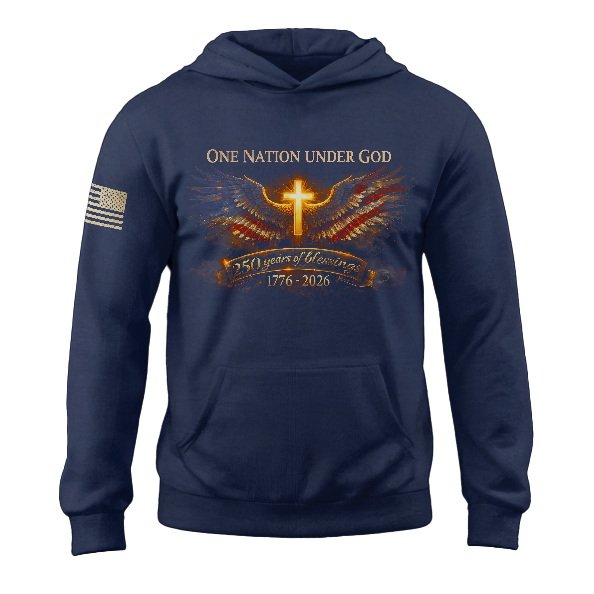 USA 250th Anniversary Hoodie 1776-2026 – Angel Wings One Nation Under God 250 Years of Blessings Hoodie
