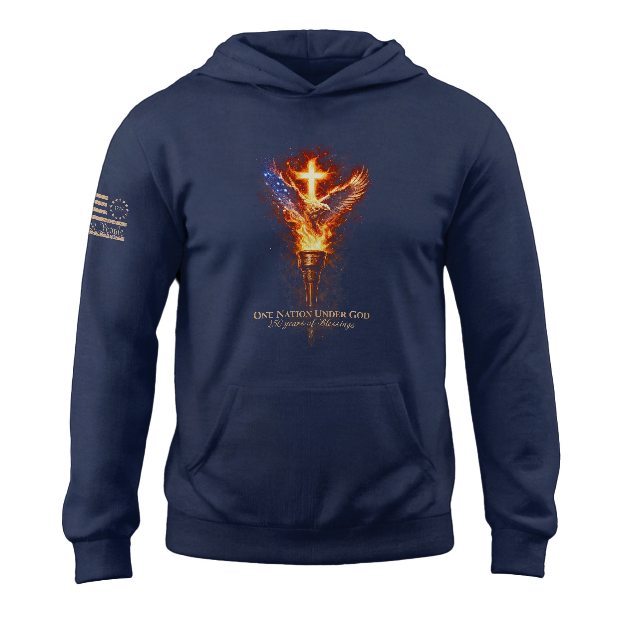 America 250th Anniversary Hoodie 1776-2026 – One Nation Under God Torch & Eagle 250 Years of Blessings Hoodie