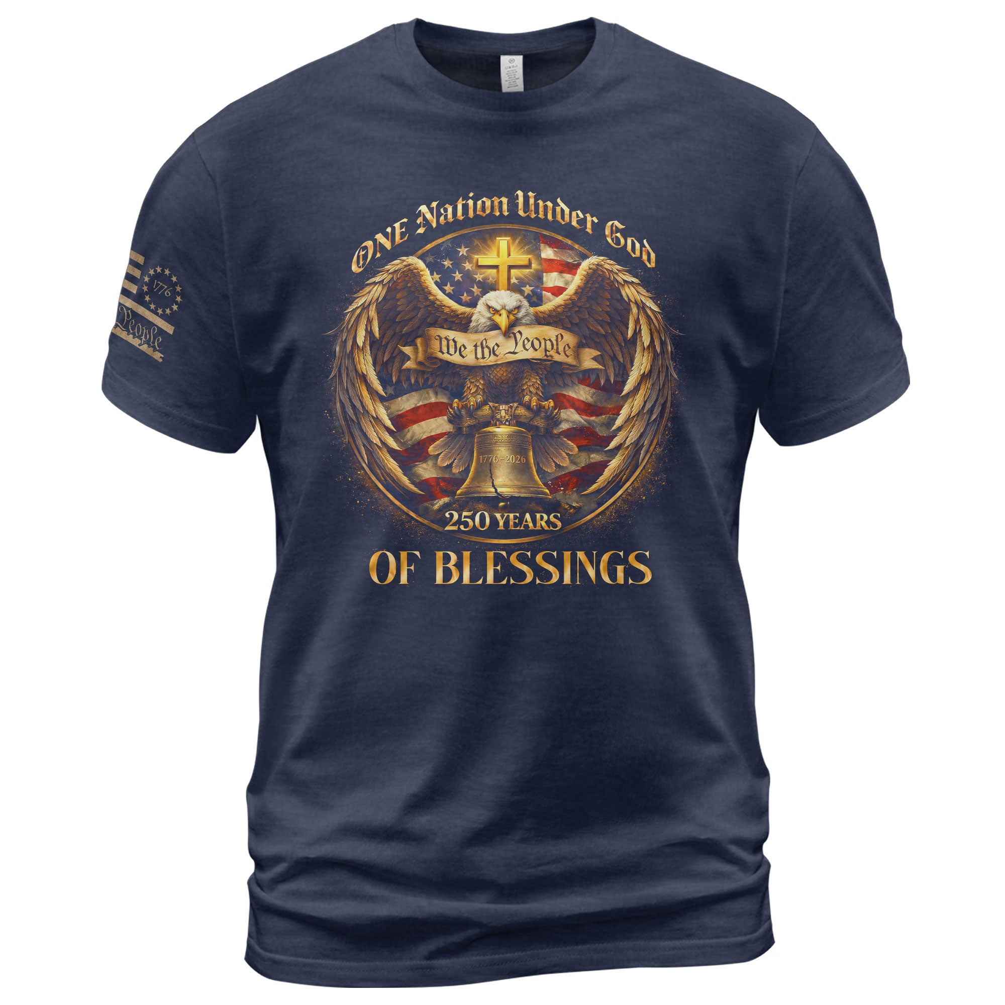 America 250th Anniversary 1776-2026 Semiquincentennial T-Shirt – One Nation Under God We The People Eagle 250 Years of Blessings USA Pride Tee