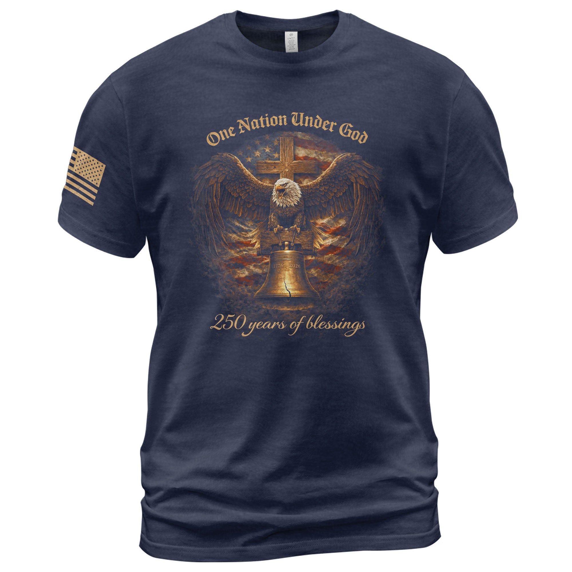America 250th Anniversary 1776-2026 Semiquincentennial T-Shirt – 250 Years of Blessings Eagle Liberty Bell One Nation Under God Patriotic USA Tee