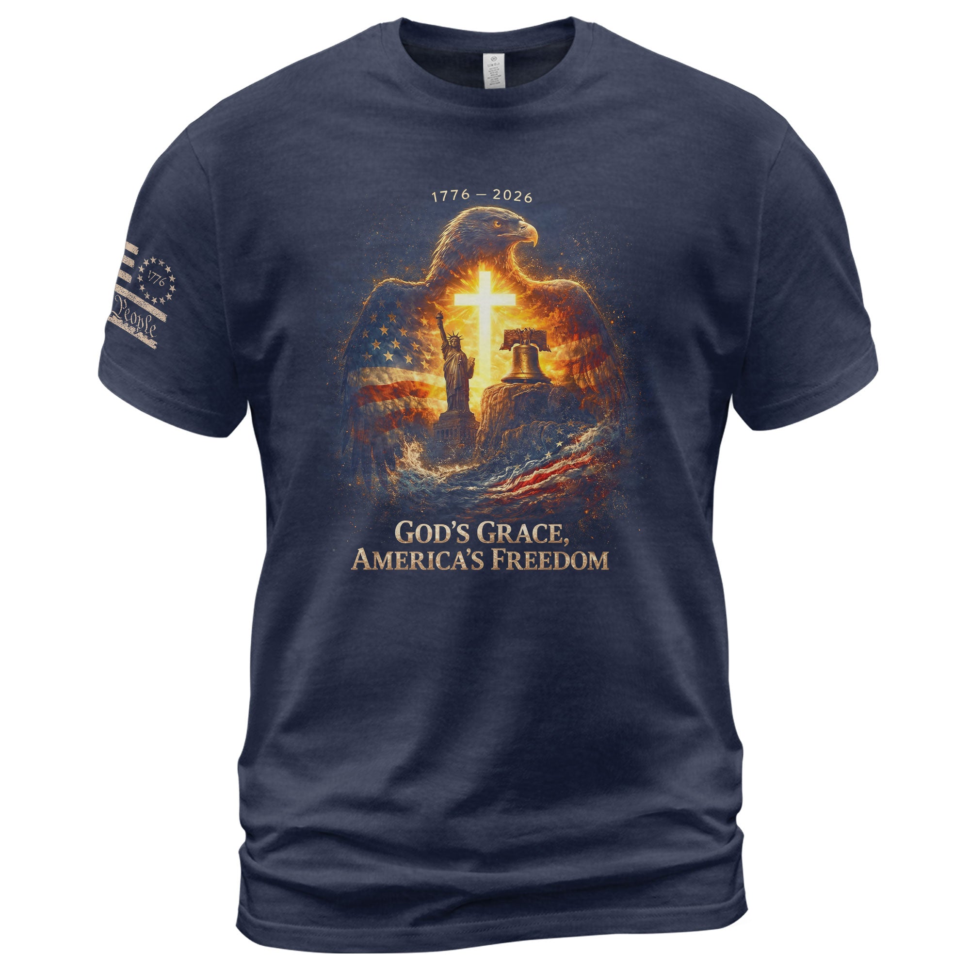USA 250th Anniversary 1776-2026 Semiquincentennial T-Shirt – God’s Grace America’s Freedom Liberty Bell Eagle Patriotic Christian Tee