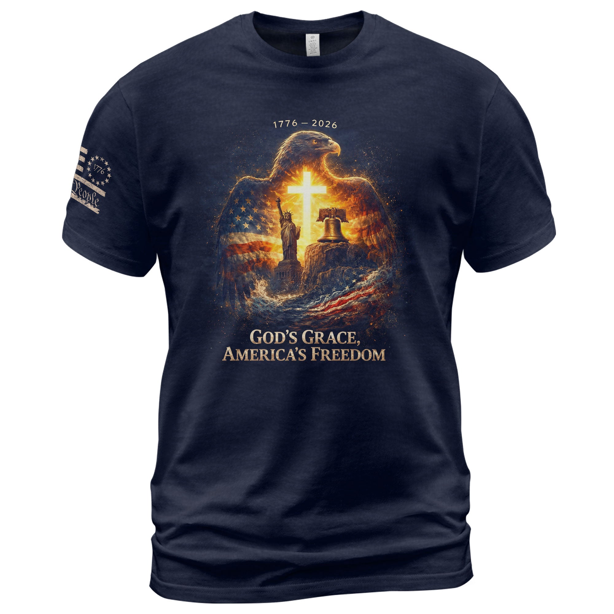 USA 250th Anniversary T-Shirt 1776-2026 – God’s Grace & America’s Freedom Liberty Bell Eagle Tee