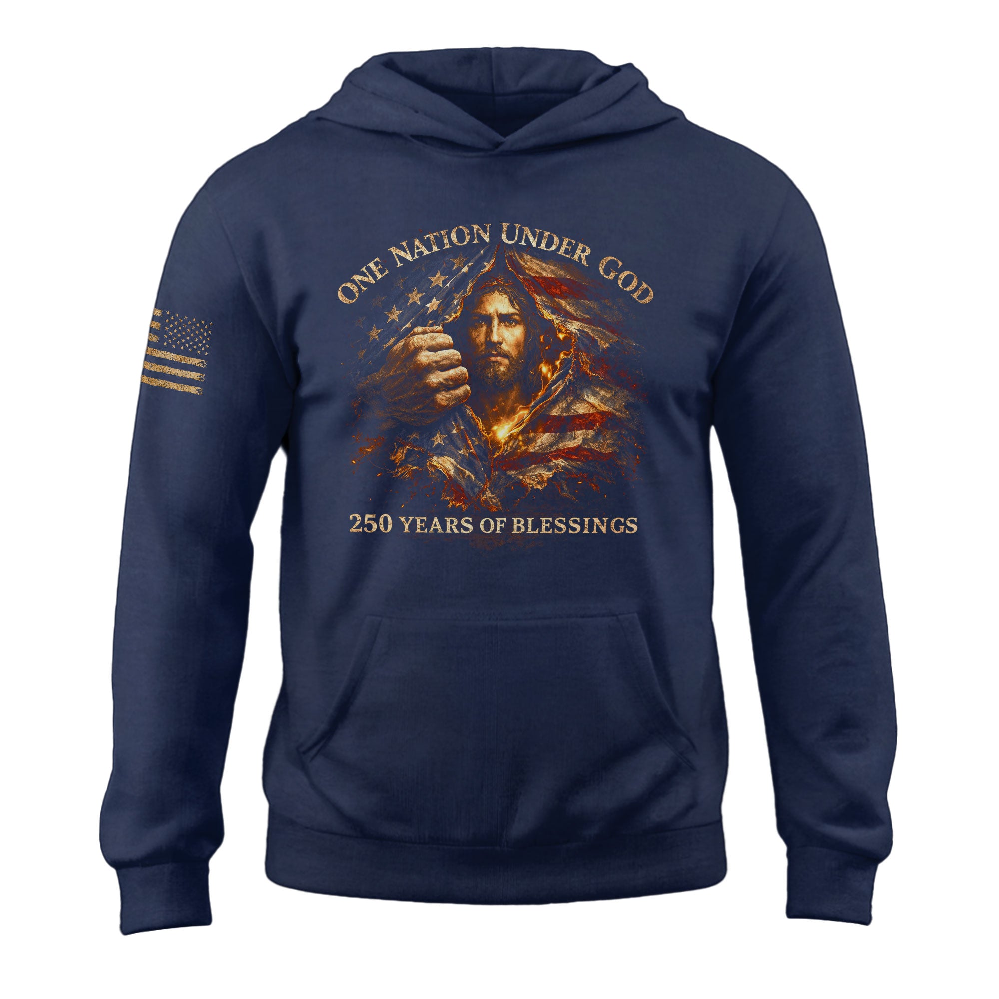 USA 250th Anniversary 1776-2026 Semiquincentennial Hoodie – 250 Years of Blessings Jesus American Flag Christian Apparel