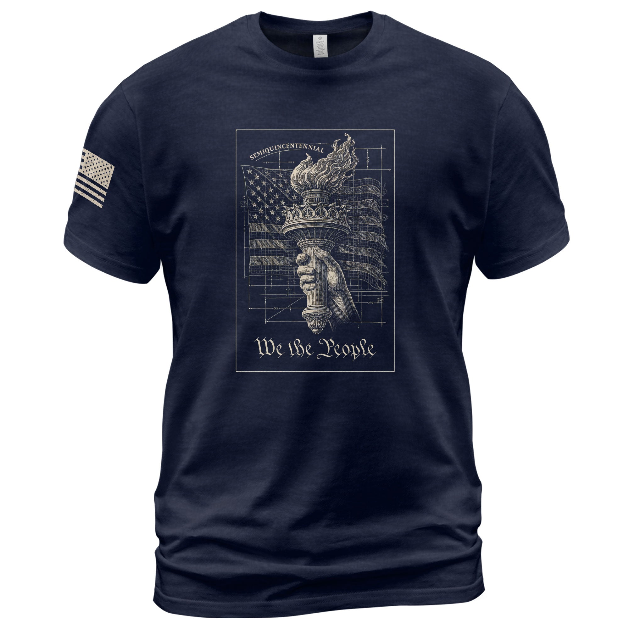 America 250th Anniversary 1776-2026 Semiquincentennial T-Shirt – We The People Retro Torch & Liberty Flag Patriotic Tee