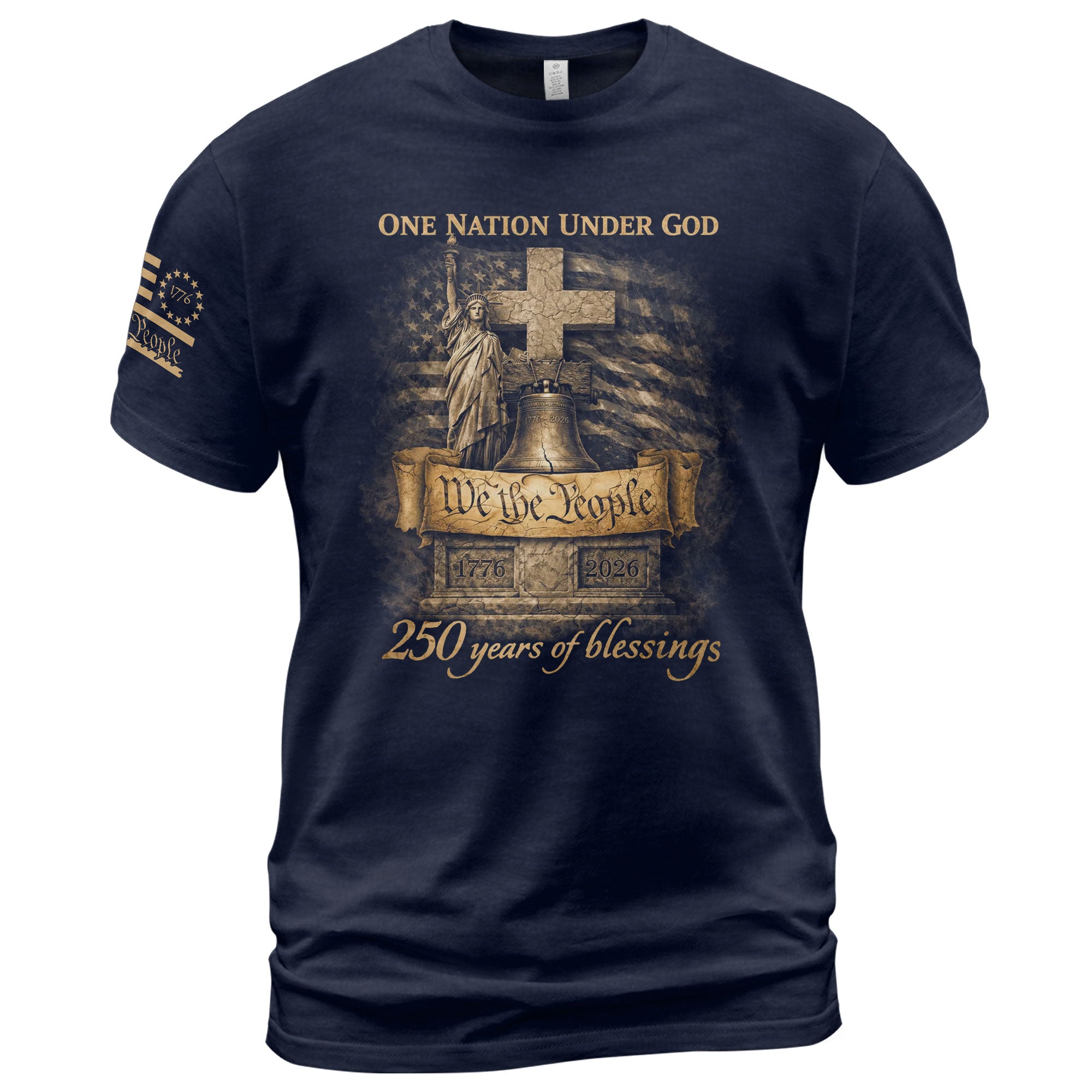America 250th Anniversary 1776-2026 T-Shirt – 250 Years of Blessings One Nation Under God Semiquincentennial Christian Patriotic Tee