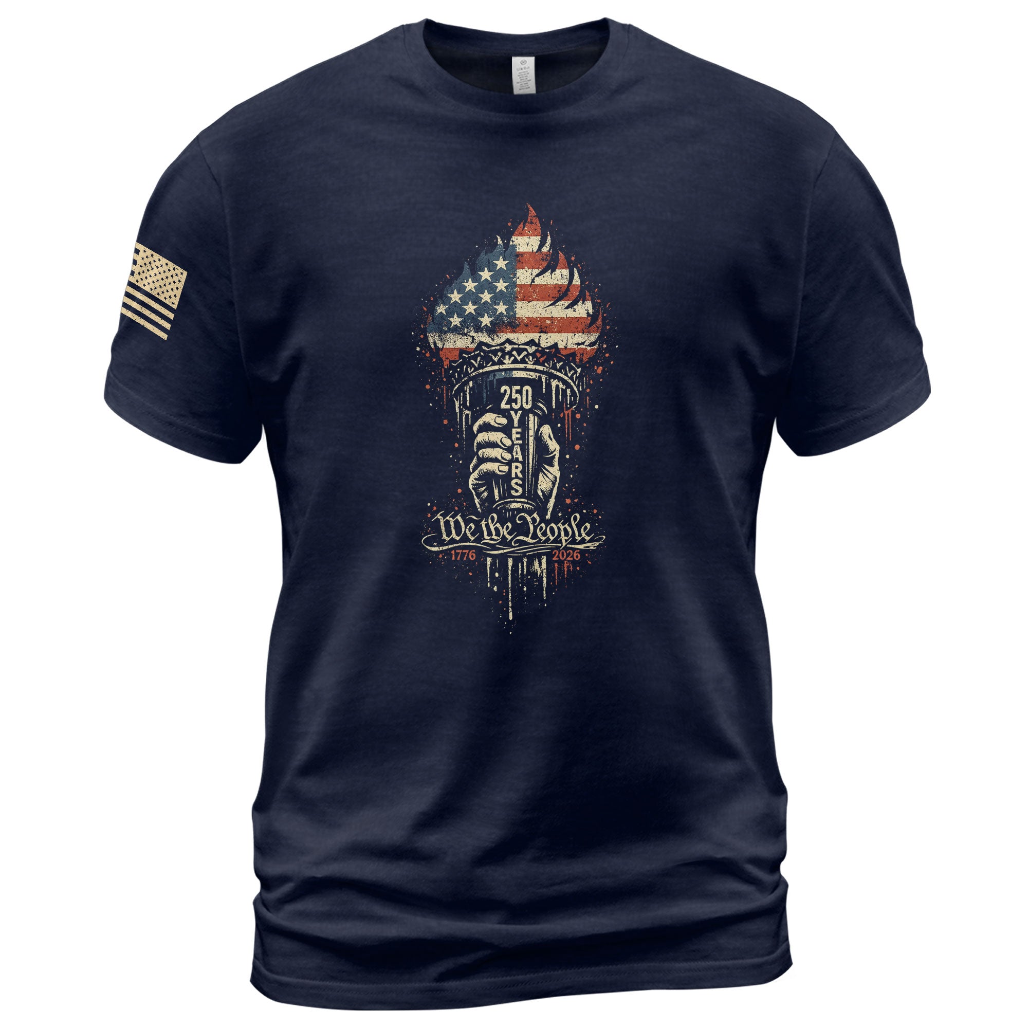 We The People 250th Anniversary 1776-2026 T-Shirt – Liberty Torch Patriotic USA Freedom Mens Tee