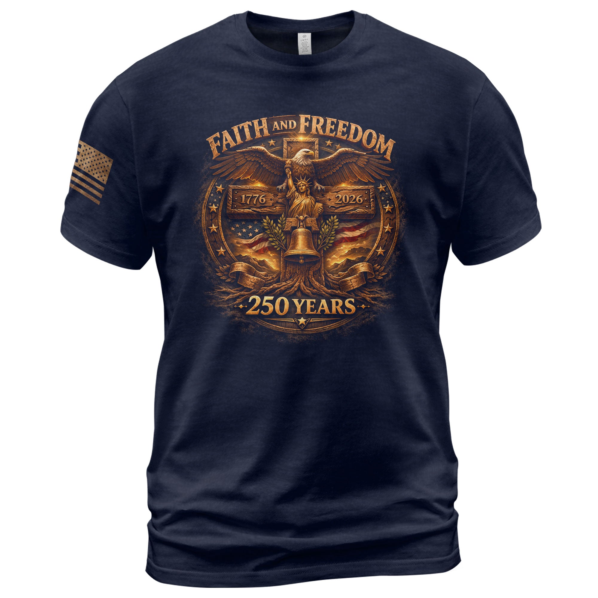 America 250th Anniversary T-Shirt 1776-2026 – Eagle, Cross & Liberty Bell Christian Tee