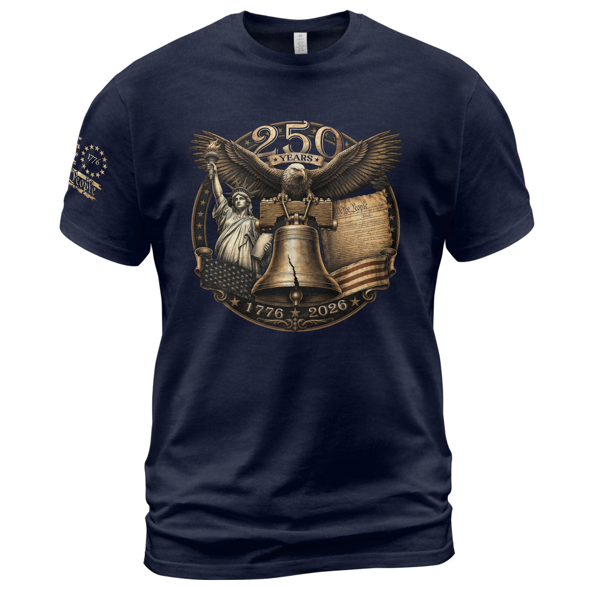 Liberty Bell Statue of Liberty T-Shirt - Patriotic 250 Years Heritage Tee