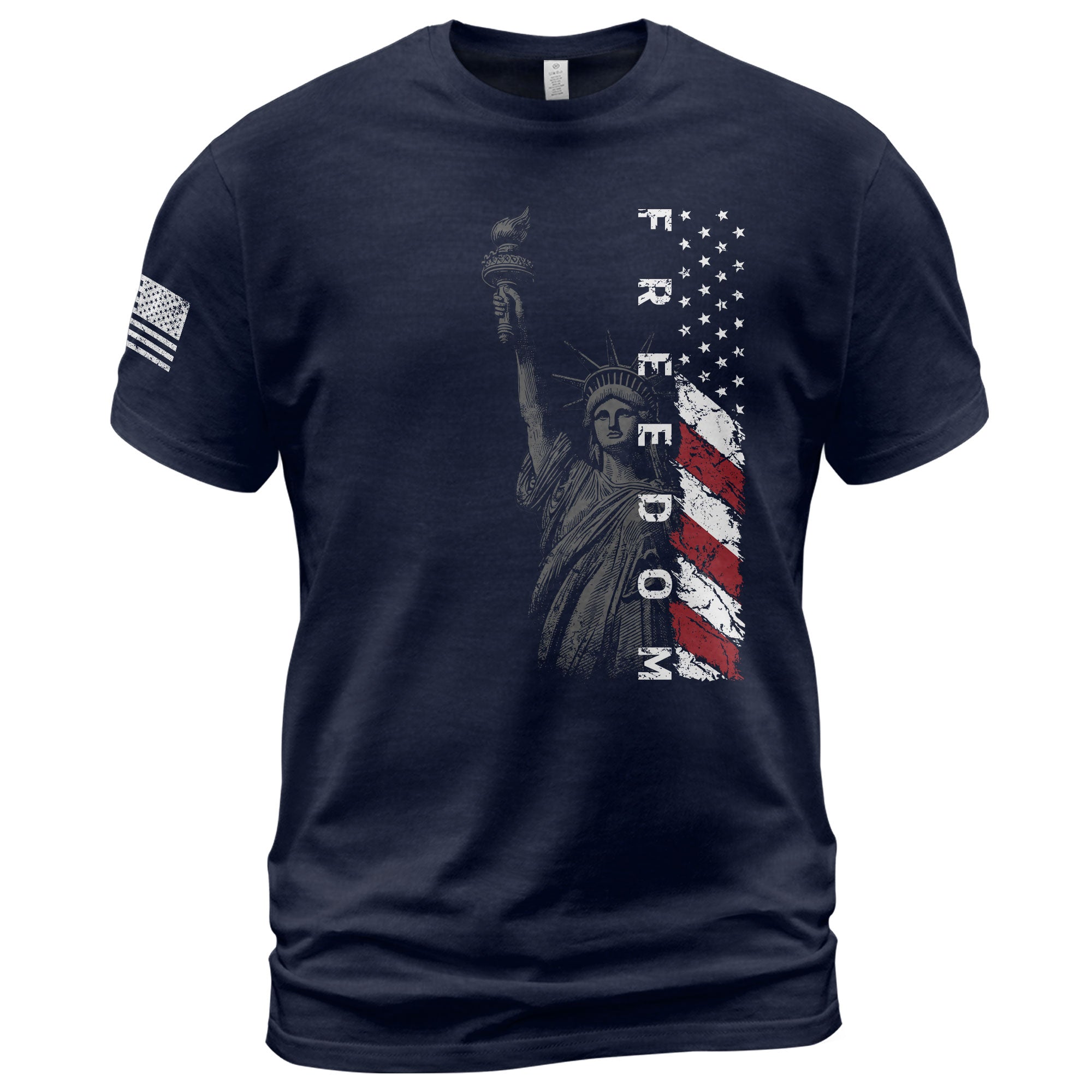 Freedom 2D Shirt Statue of Liberty American Flag Patriotic Graphic Tee USA