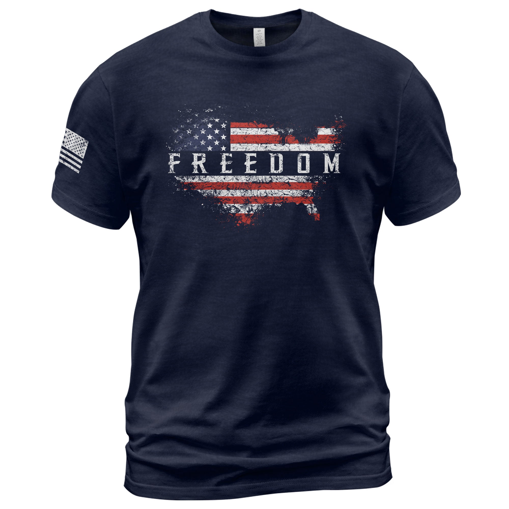 Freedom 2D Shirt USA Map American Flag Patriotic Graphic Vintage Tee