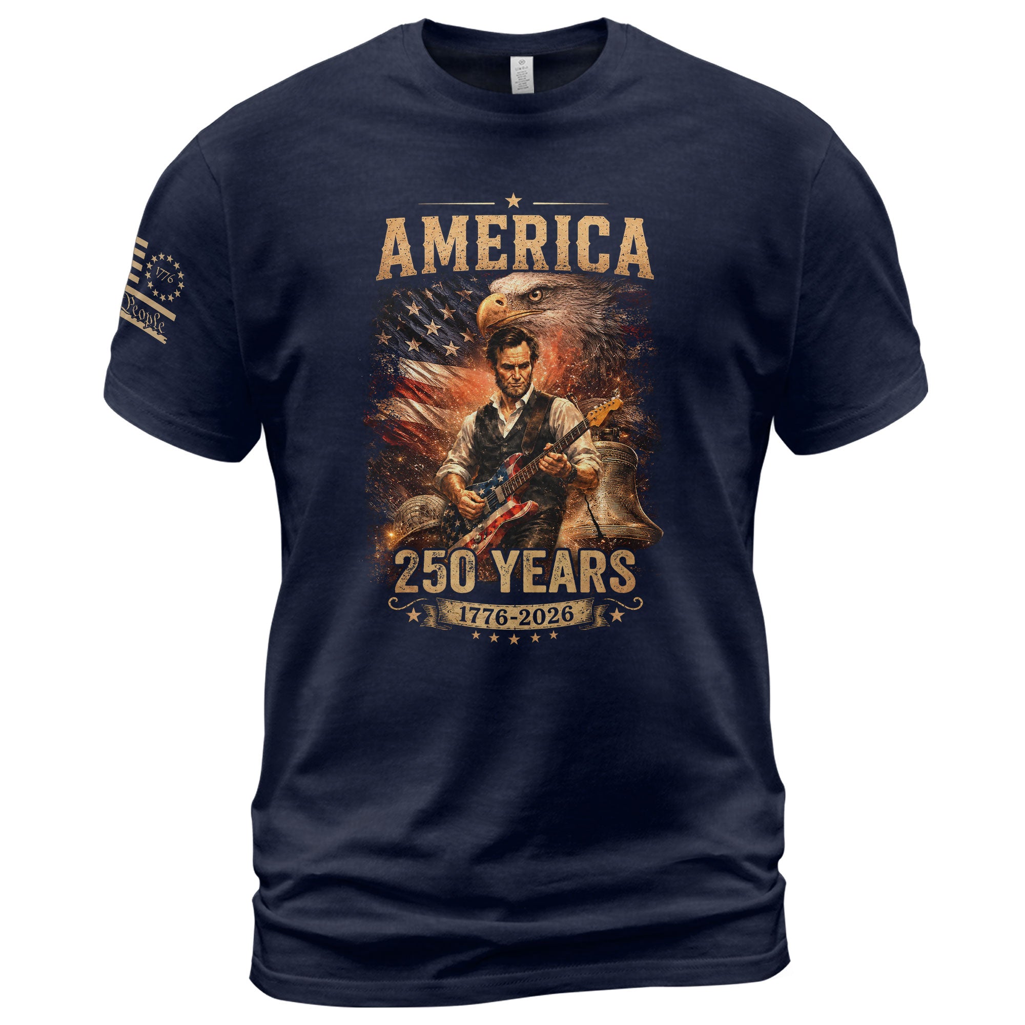 Bald Eagle Liberty Bell Lincoln Guitar Shirt Vintage 1776 2026 Patriotic US Flag Tee