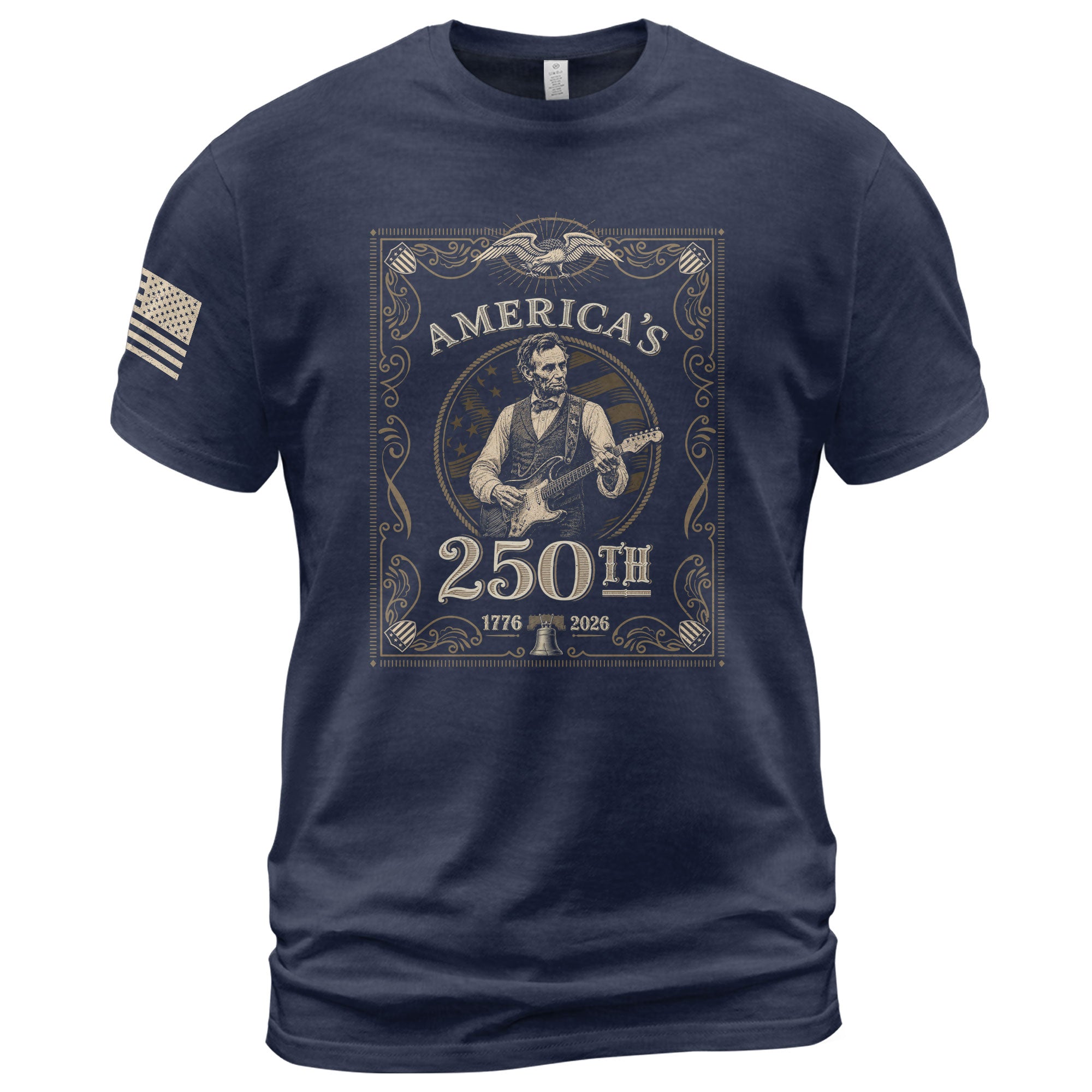 America’s 250th Anniversary Lincoln Playing Guitar Shirt 1776–2026 Vintage USA Independence