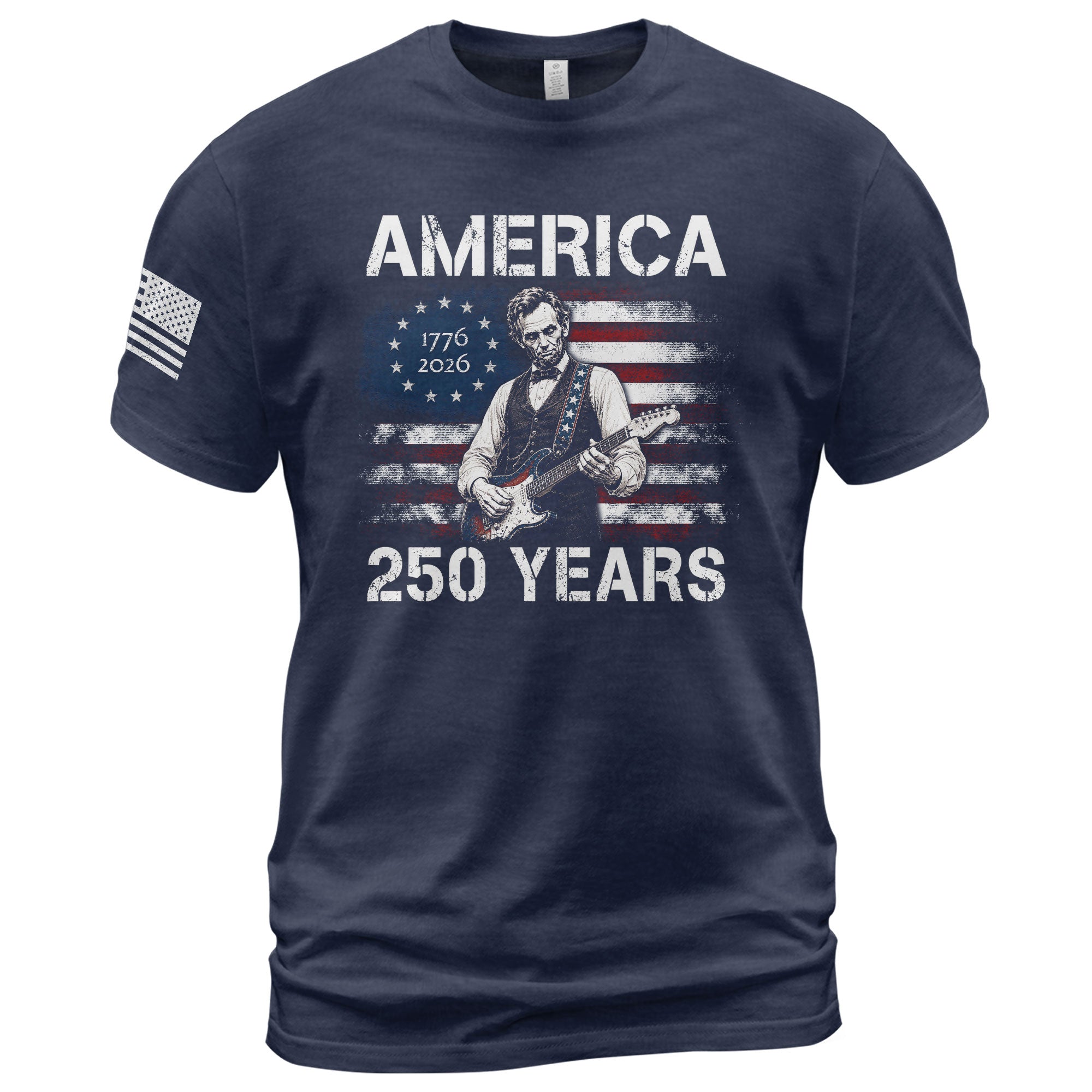 Vintage 1776 2026 Shirt Abraham Lincoln Playing Guitar US Flag Patriotic