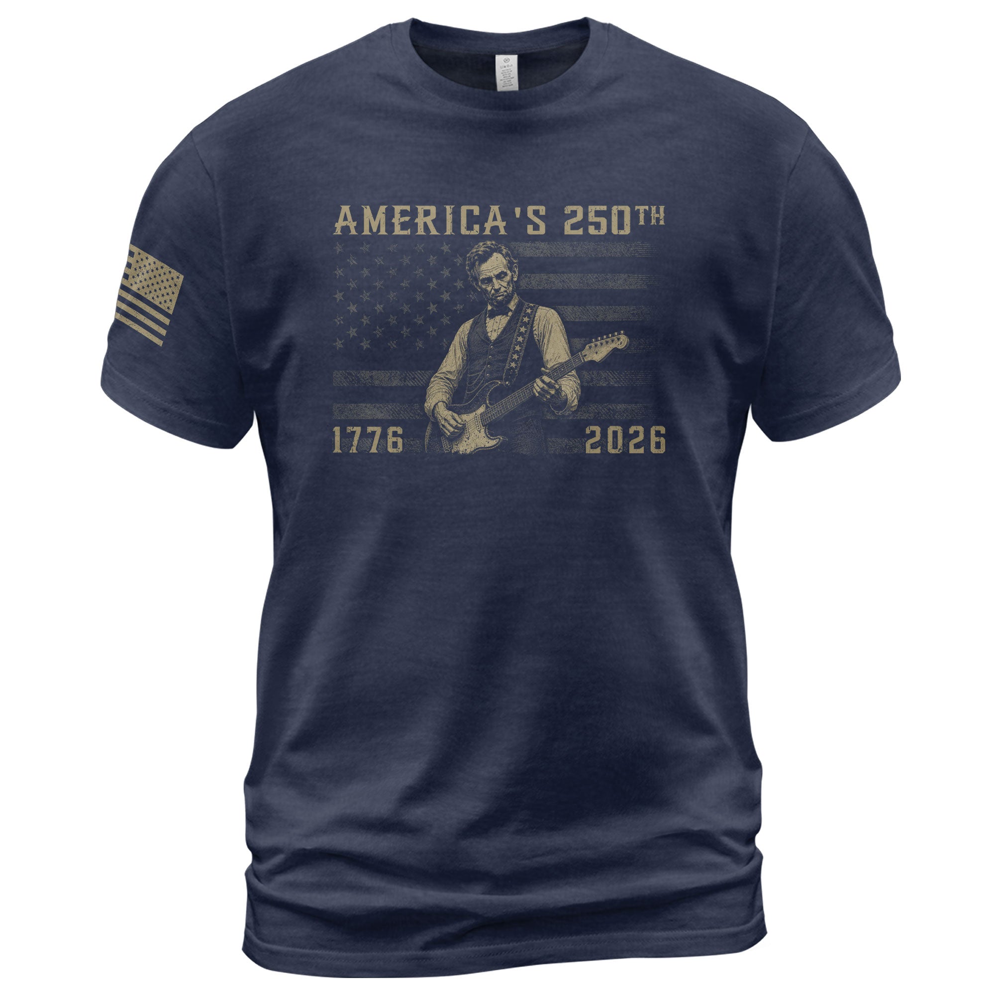 America’s 250th Anniversary Patriotic US Flag Shirt Vintage Abraham Lincoln Guitar Tee