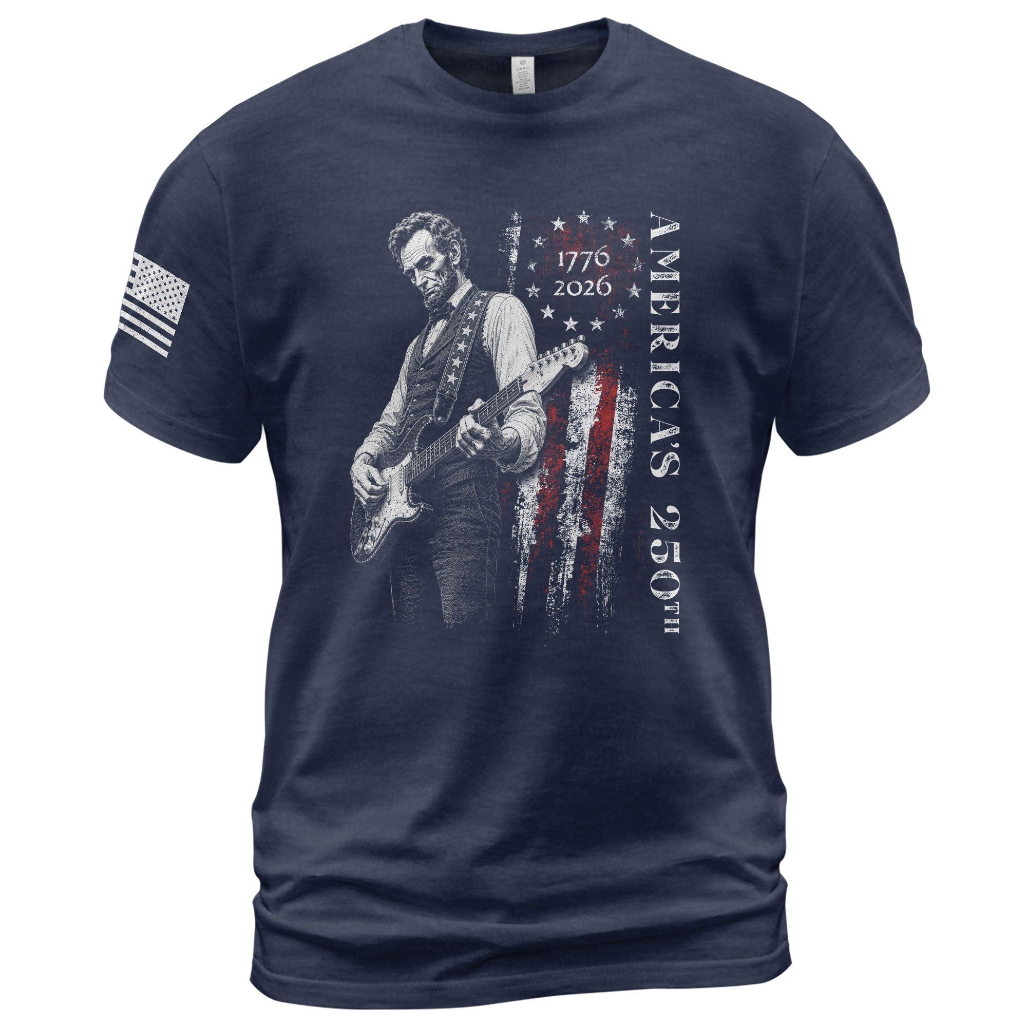 Betsy Ross Flag Abraham Lincoln Guitar Shirt Vintage 1776 2026 Patriotic USA T-Shirt