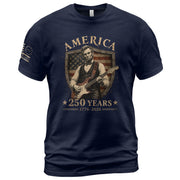 Patriotic Shield Lincoln Guitar Shirt We The People Vintage 1776 2026 US Flag Men Tee