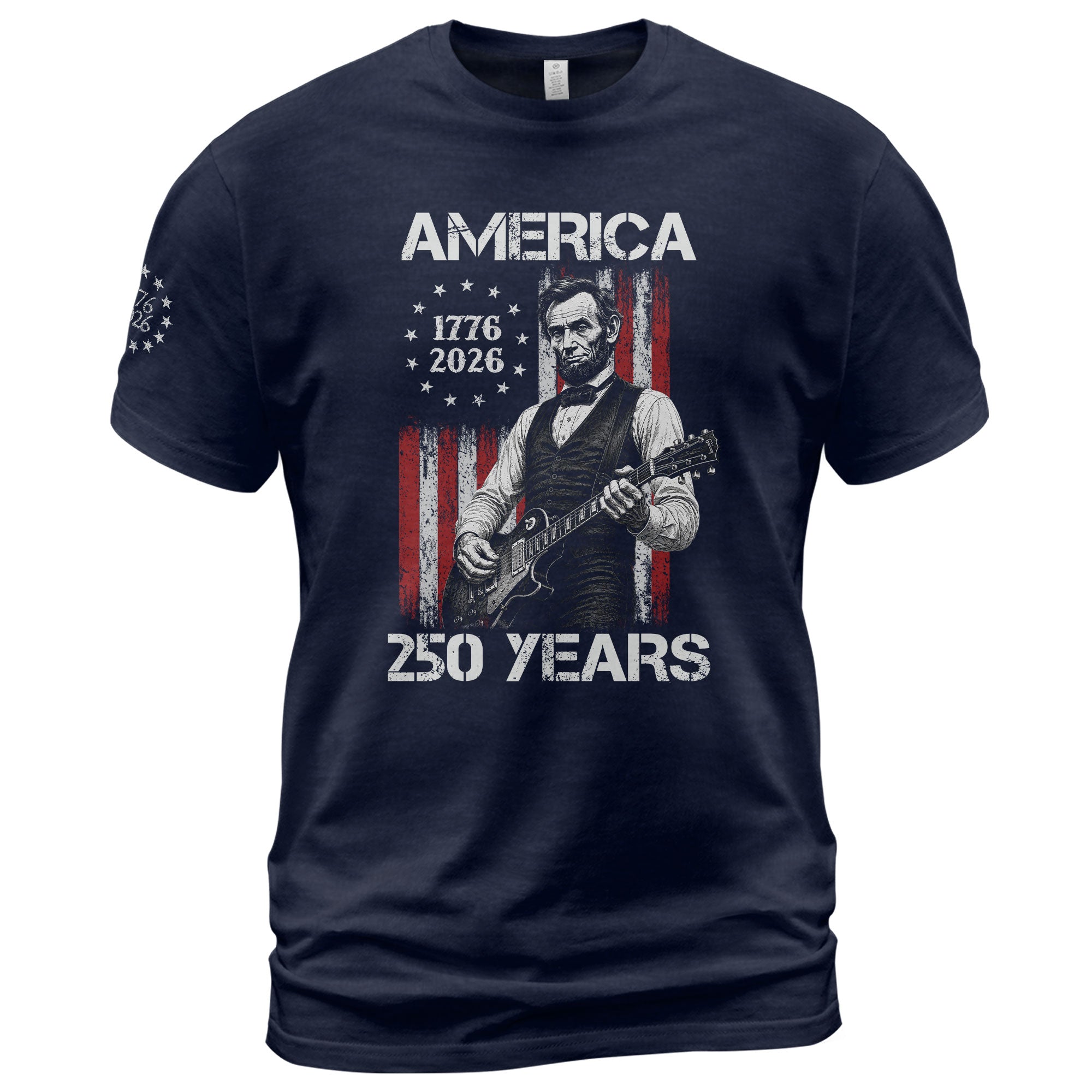Betsy Ross Flag Lincoln Guitar Shirt Vintage 1776 2026 Patriotic US Flag 250 Years Tee
