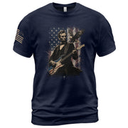 Abraham Lincoln Playing Guitar Shirt Patriotic Eagle US Flag Graphic Tee