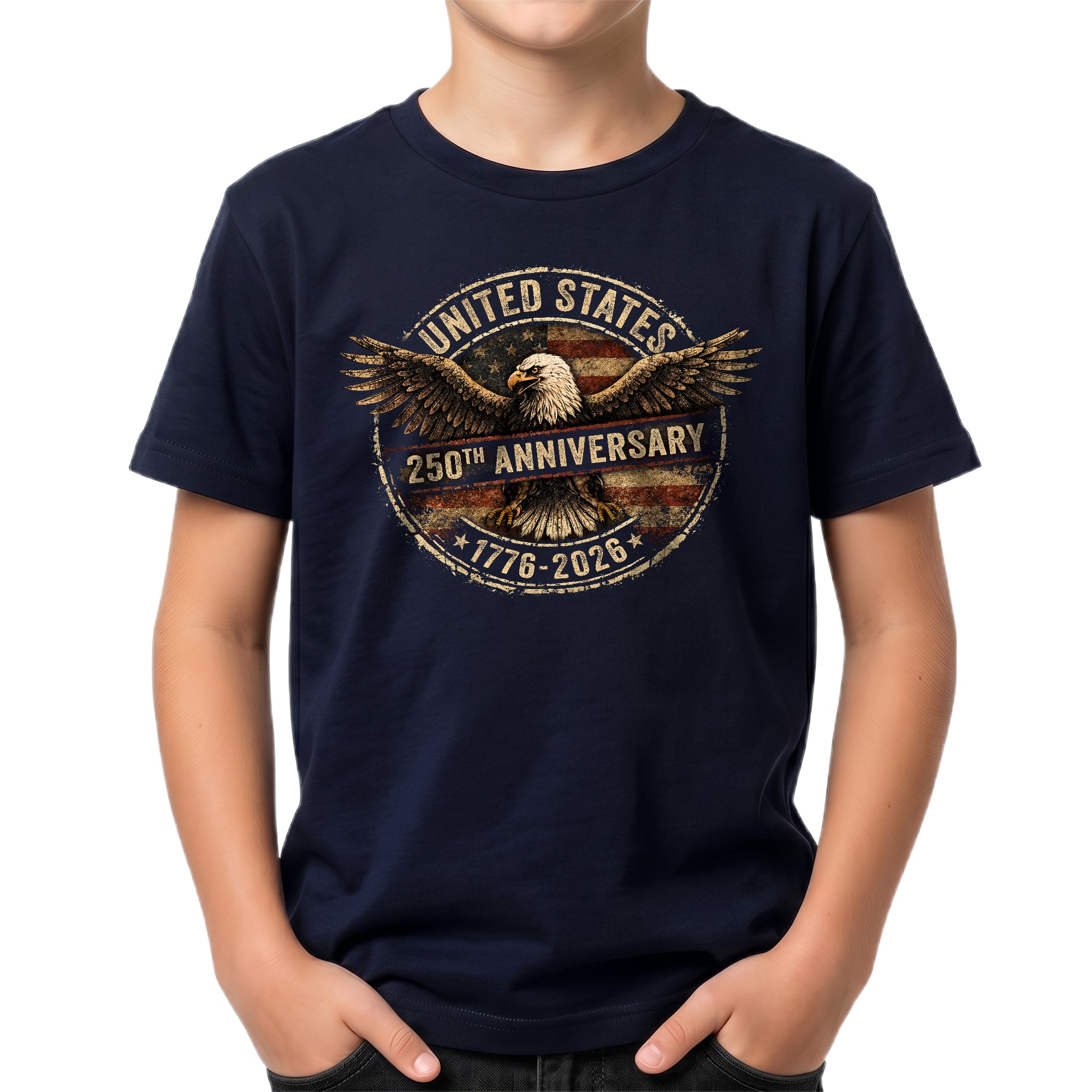 Kid T-Shirt United States 250th Anniversary | Patriotic 1776-2026 Eagle Boys Girls Shirt