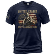 Abraham Lincoln T-Shirt Playing Guitar 1776 2026 Patriotic US Flag 250th Anniversary