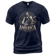 Mens T Shirt Patriotic 250 Years 1776-2026 Abraham Lincoln Star Badge Graphic Tee