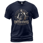 Mens T Shirt Patriotic 250 Years 1776-2026 Abraham Lincoln Star Badge Graphic Tee - Rust Field Wear