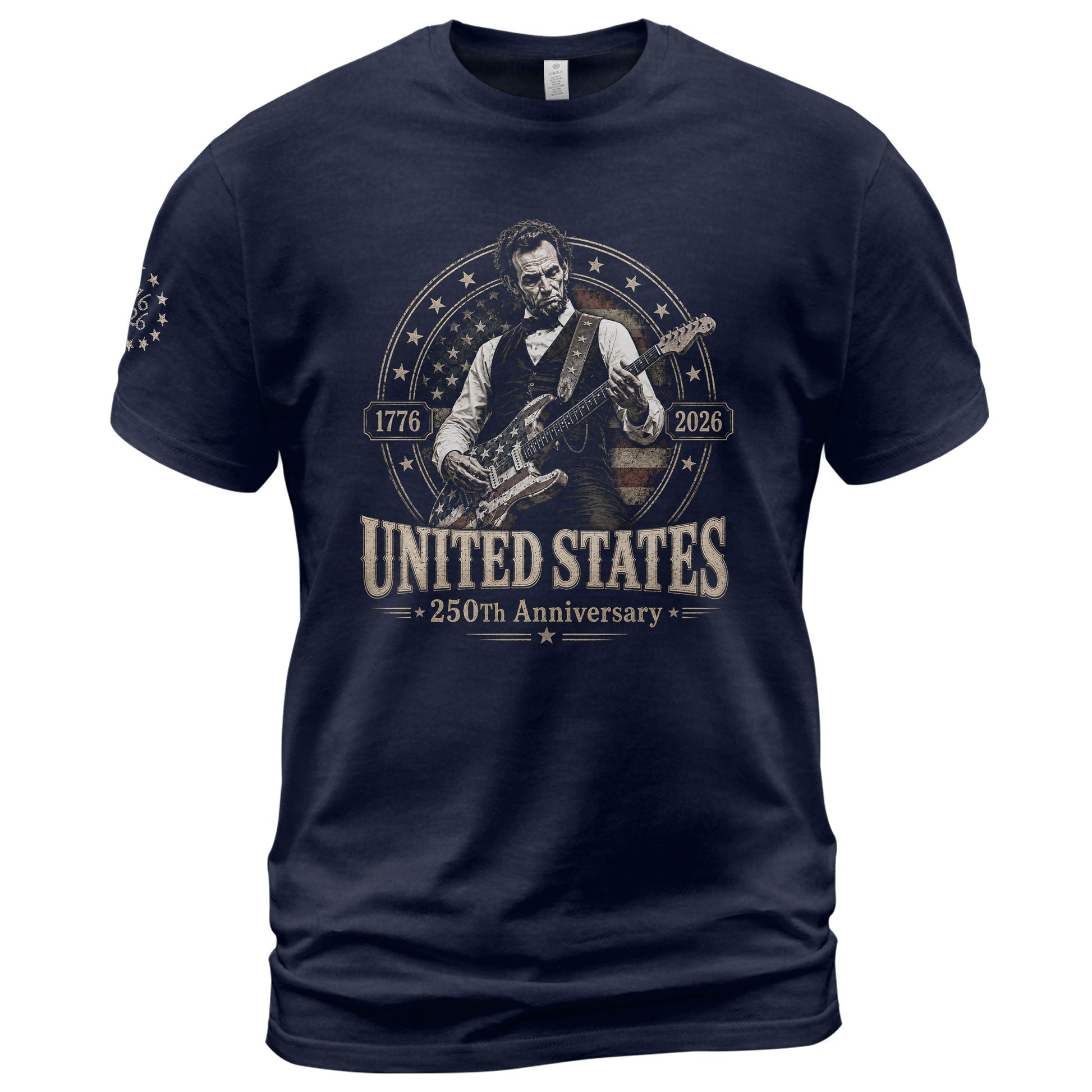 Mens T Shirt Patriotic 250 Years 1776-2026 Abraham Lincoln Star Badge Graphic Tee - Rust Field Wear