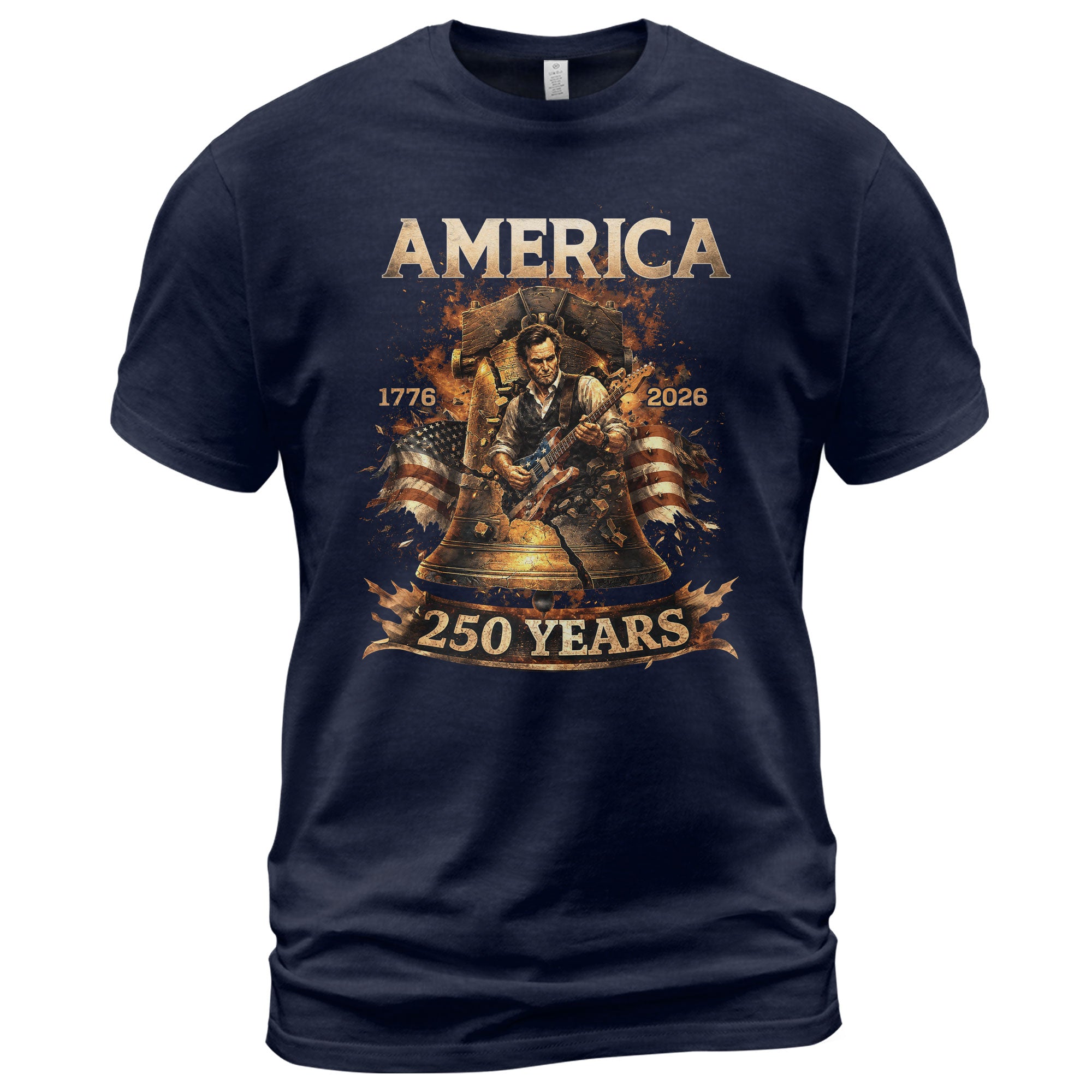 Liberty Bell Guitar Patriotic T-Shirt - Vintage 1776 2026 Historical Graphic Tee