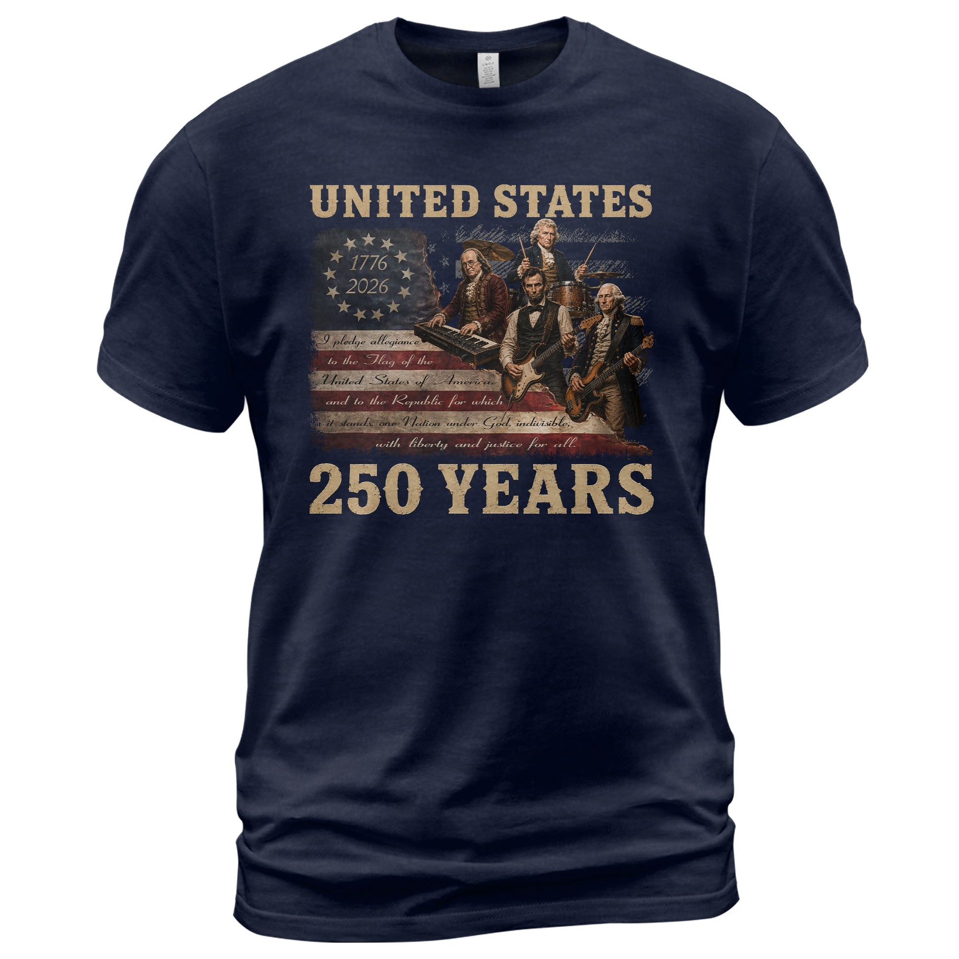 Founding Fathers Presidents Rock Band T-Shirt 250 Years Vintage 1776-2026 Apparel - Rust Field Wear