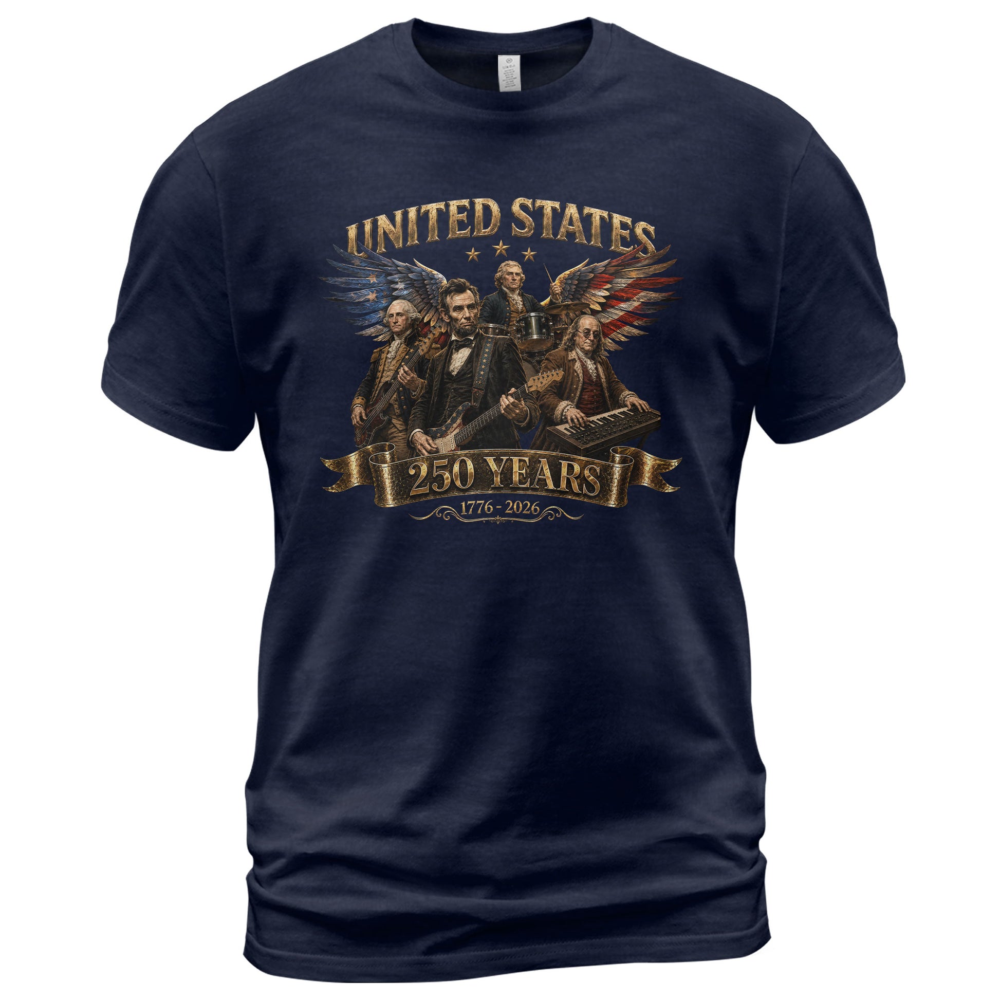 Patriotic Presidents Eagle Wings Rock Band T Shirt 250 Years 1776-2026 Vintage Tee - Rust Field Wear