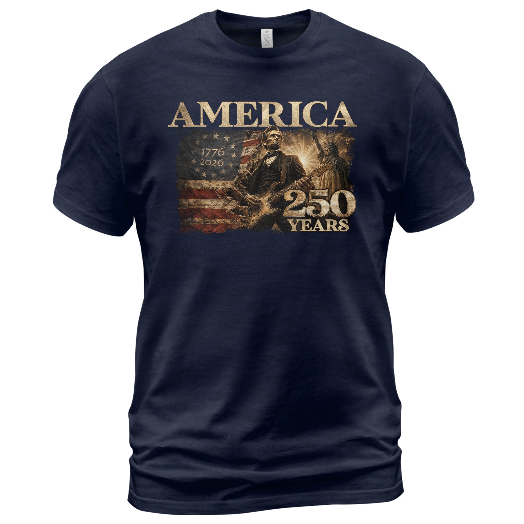 America 250 Years Lincoln T Shirt Patriotic Historical Graphic Unisex Casual Tee