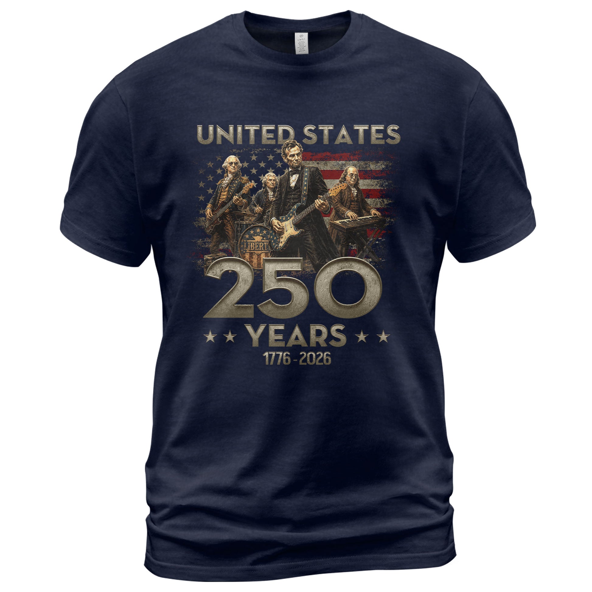 1776-2026 Presidents Band Graphic T Shirt - Lincoln Patriotic Unisex Summer Tee - Rust Field Wear