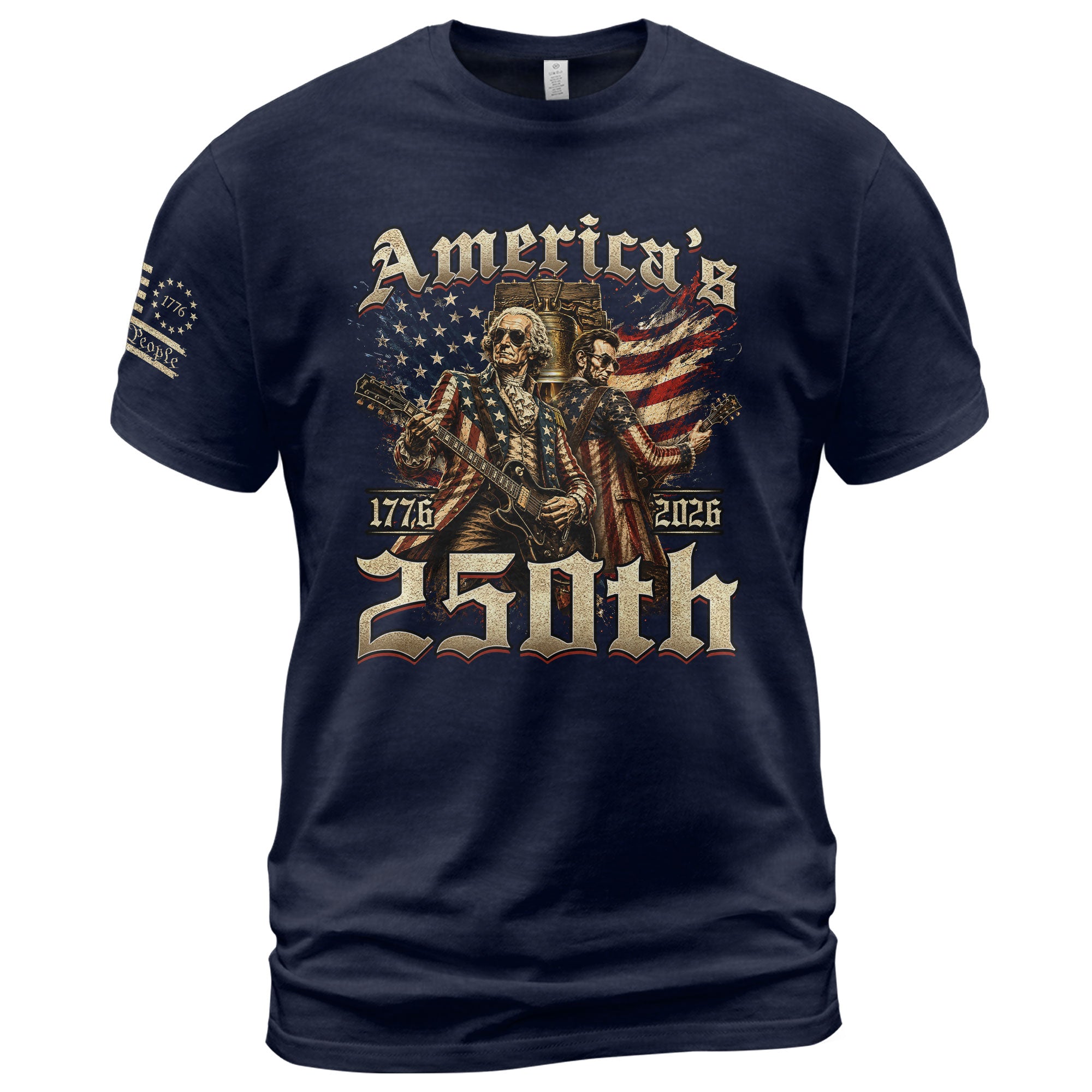 Washington and Lincoln Guitar Shirt 1776-2026 Patriotic Graphic Tee Historical Legacy Apparel