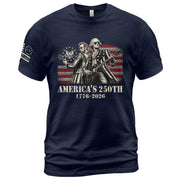 Historical Figures Guitar Hero Shirt 1776-2026 Patriotic Graphic Tee Anniversary Outfit