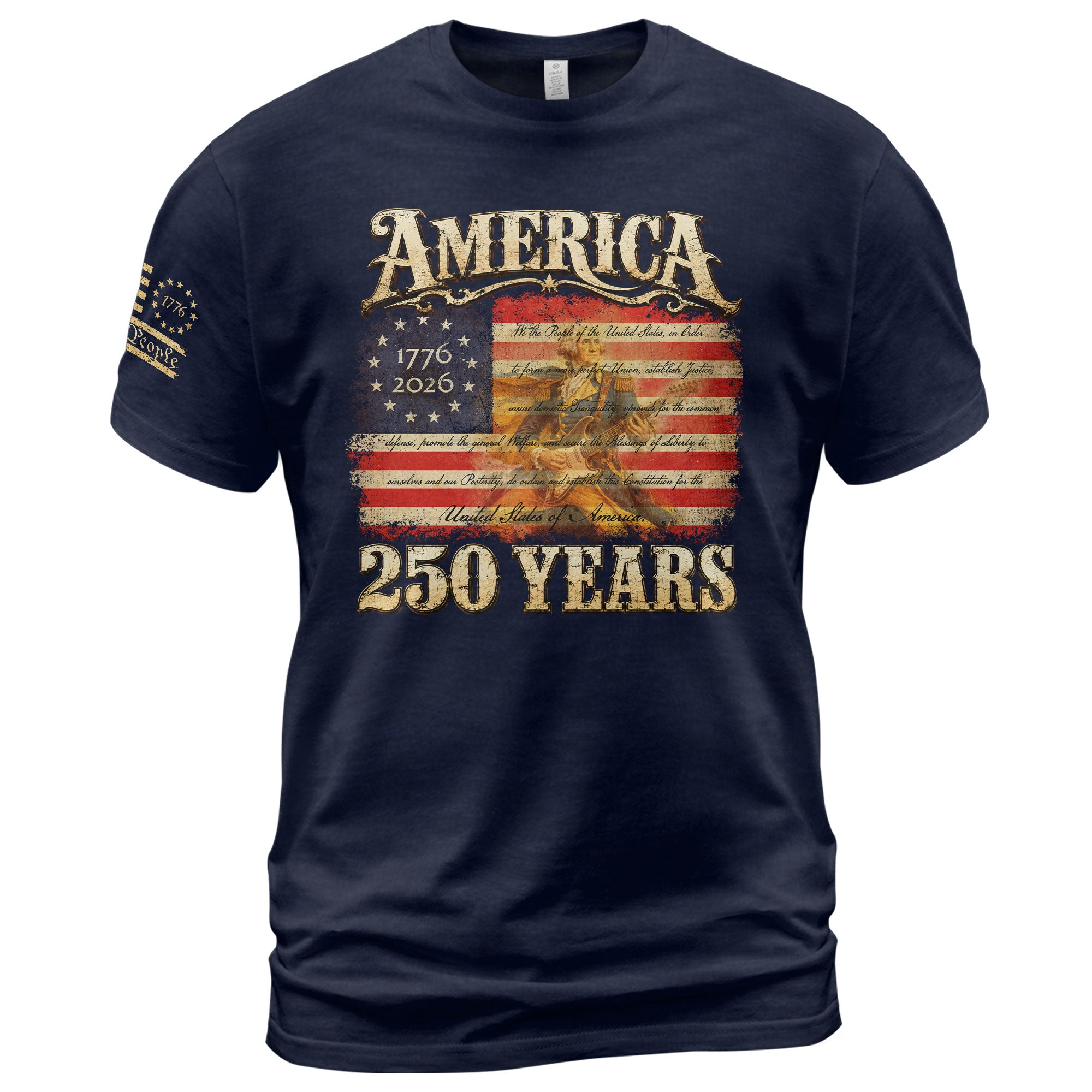 Constitution George Washington Guitar Shirt 1776-2026 Patriotic Graphic Tee Anniversary