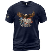 American Pride Graphic T-Shirt - Two Fiddy Eagle Flag Vintage Style Design Cotton Tee