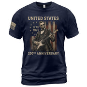 Lincoln Rock Guitar Shirt 1776 2026 Vintage American Flag Patriotic Graphic Tee Men