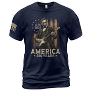 Lincoln Rock Guitar Shirt 1776 2026 Vintage American Flag Patriotic Graphic Tee Men