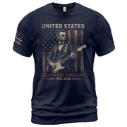 Lincoln Rock Guitar Shirt 1776 2026 Vintage US Flag Patriotic We The People Graphic Tee