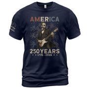 Lincoln Rock Guitar Shirt 1776 2026 Patriotic Fireworks We The People Graphic Tee