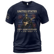 Patriotic Lincoln Electric Guitar T-Shirt 1776 2026 Vintage US Flag Tee Retro Print