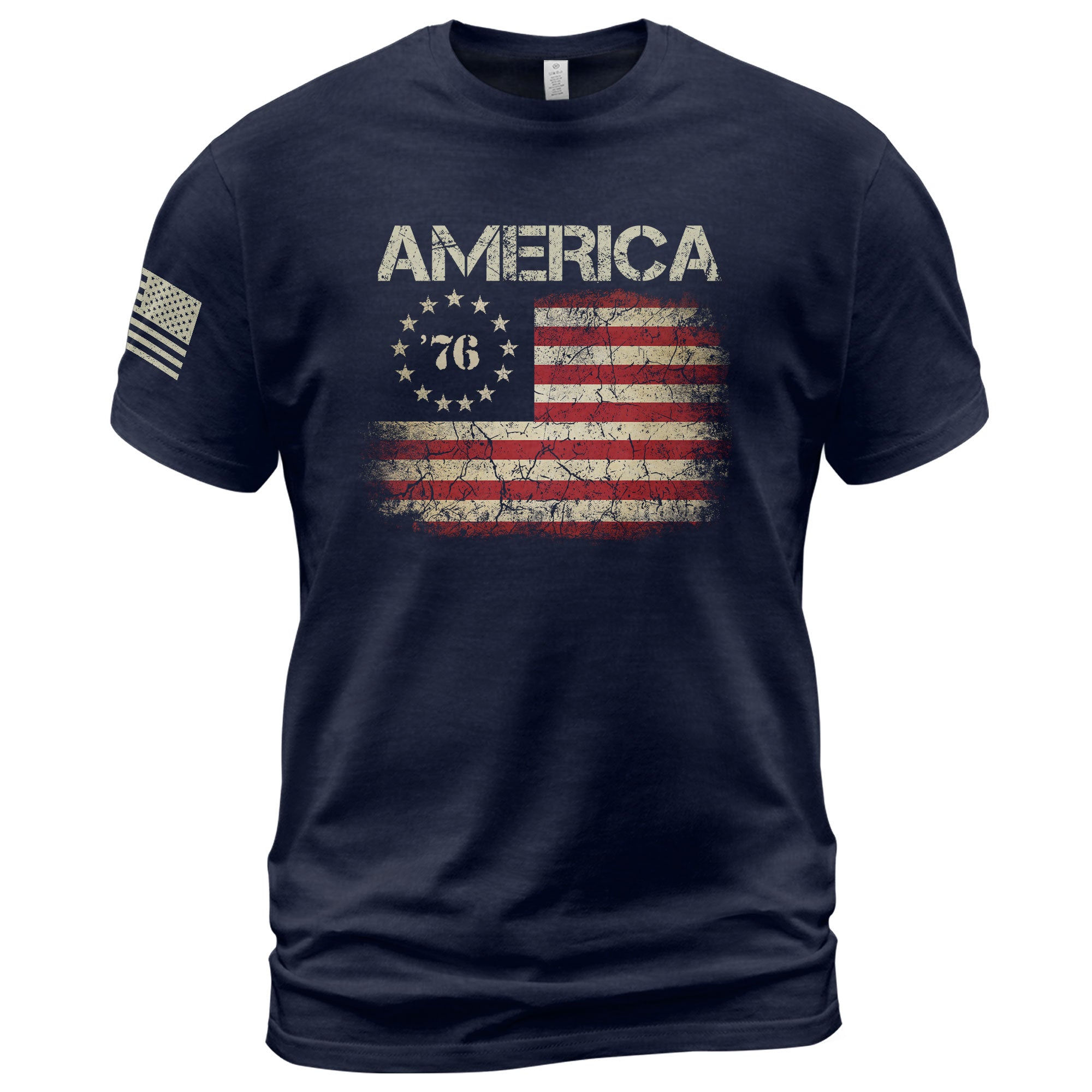 Vintage 1776 American Flag T-Shirt Patriotic Graphic Tee Men Women Casual Shirt