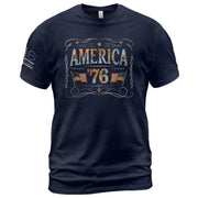 American Pride 76 T-Shirt Vintage Patriotic Graphic Design Casual Birthday Gift