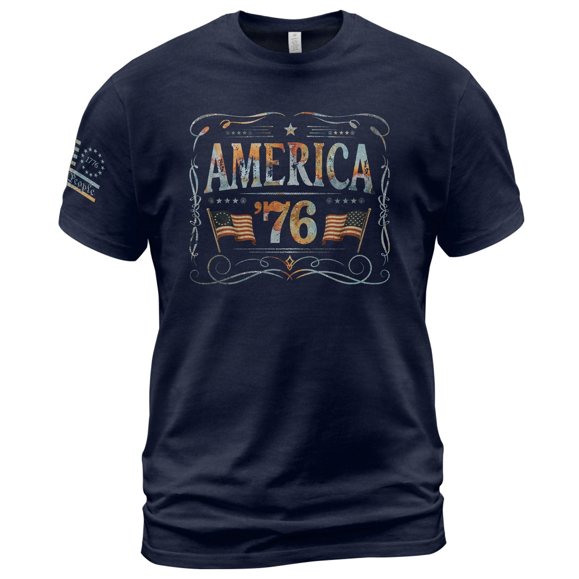 American Pride 76 T-Shirt Vintage Patriotic Graphic Design Casual Birthday Gift